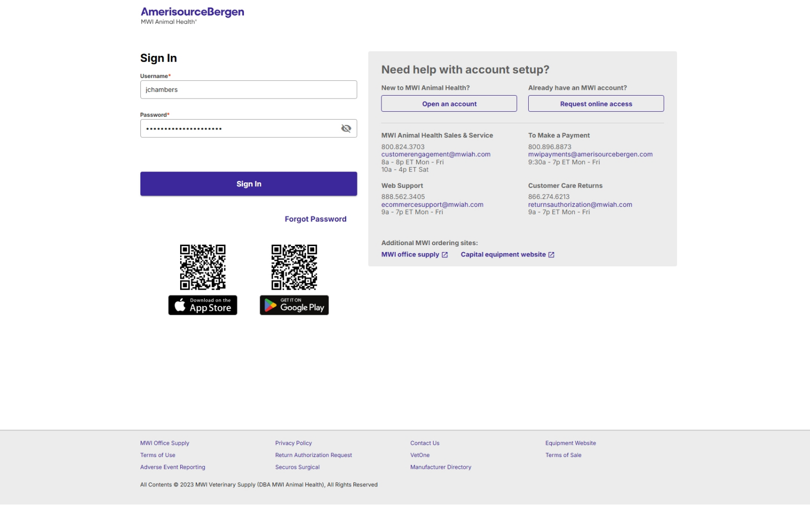 MWI Animal Health | E-Commerce Sign In